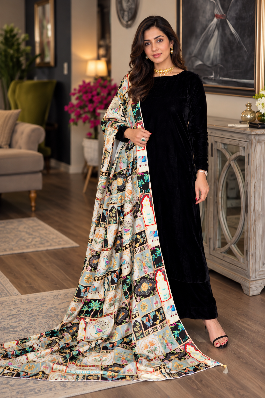 Pareesa Velvet 3 Piece D-2018
