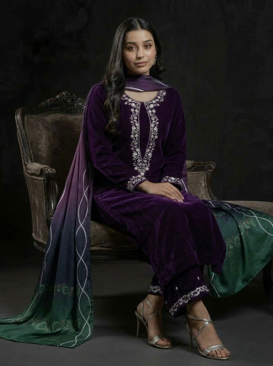 Shaab Velvet 3 Piece D-2003